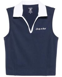 Sporty & Rich - Sleeveless Contrast-Collar Top - Lyst