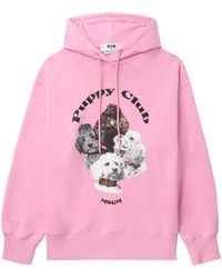 MSGM - Logo-Print Cotton Hoodie - Lyst