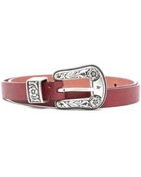 Golden Goose - Floral-Engraved Buckle Leather Belt - Lyst