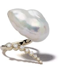 Mizuki - Bague En 14Ct À Perle Et Diamant - Lyst