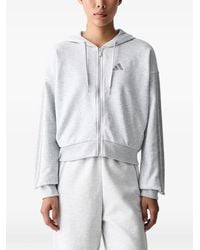 adidas - Logo-Embroidered Zip-Up Hoodie - Lyst