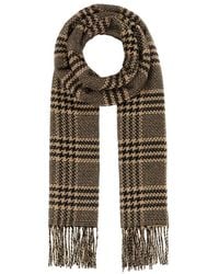 Saint Laurent - Check-Pattern Fringed Scarf - Lyst
