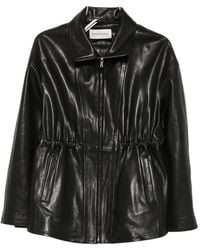 Nour Hammour - Drawstring-Waist Leather Jacket - Lyst