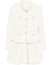 Self-Portrait - Mini Short Dress With Puffed Skirt And Jeweled Accents - Lyst