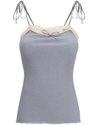 Chloé - Tanktop Met Smalle Bandjes Van Katoenen Jersey En Kant - Lyst