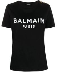 Balmain - Logotipo camiseta de algodón orgánico - Lyst