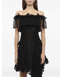 McQueen - Frilled Off Shoulder Asymmetric Dress - Lyst