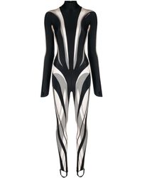 Mugler - Spiral Sheer-panelled Jumpsuit - Lyst