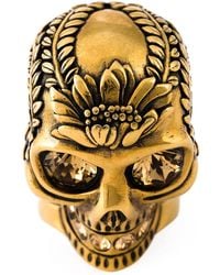 McQueen - Anillo De Cóctel Con Calavera Floral - Lyst
