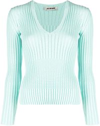 Aeron - Ribbed V-Neck Long-Sleeve Top - Lyst