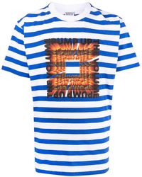 Marcelo Burlon - Striped Slogan-print T-shirt - Lyst