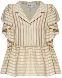 Munthe - Ludive Gestreepte Blouse Met Ruches - Lyst