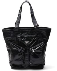 Prada - Triangle-logo Leather Tote Bag - Lyst