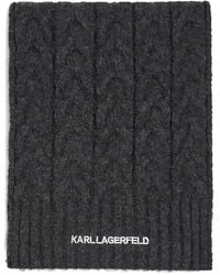 KARL LAGERFELD - Kabelgebreide Sjaal Met Logo - Lyst