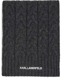 KARL LAGERFELD - Logo Cable-Knit Scarf - Lyst