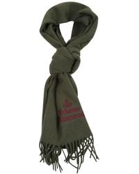 Vivienne Westwood - Embroidered-Logo Fringed Scarf - Lyst