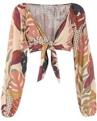 Amir Slama - Palm Leaf Print Cropped Blouse - Lyst