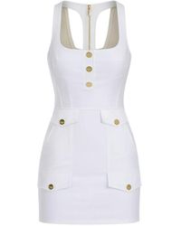 Elisabetta Franchi - Mini Buttoned Flap-Pockets Dress - Lyst
