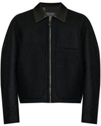 Givenchy - Leather-Collar Wool Jacket - Lyst
