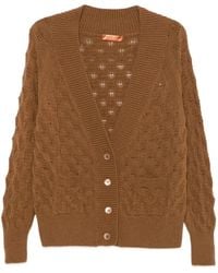Ermanno Scervino - Cable-Knit Pointelle-Trim Cardigan - Lyst