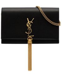 Saint Laurent Sac porté épaule Kate à pompons - Noir