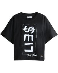 Vivienne Westwood - Lies Slogan-Print Orb-Embroidered T-Shirt - Lyst