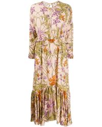 Johanna Ortiz - Faltenkleid Mit Blumen-Print - Lyst