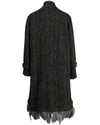 4SDESIGNS - Feather-Trim Bouclé Single-Breasted Coat - Lyst