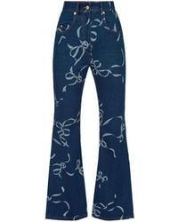 Nina Ricci - Graphic-print Long-length Flared Trousers - Lyst