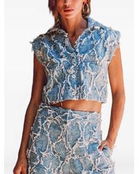 JBQ - Frayed-Finish Floral-Print Top - Lyst