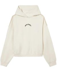 Palm Angels - Curved Logo Loose Crop Hoodie - Lyst