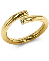 Pragnell - 18kt Yellow Gold Eclipse Crossover Diamond Ring - Lyst