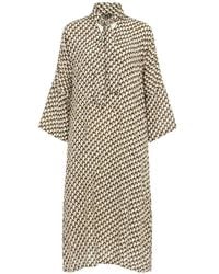 ODEEH - Pussy-Bow Geometric-Print Midi Dress - Lyst