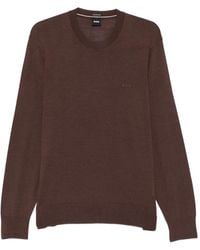 BOSS - Pull En Laine À Logo Brodé - Lyst