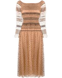 Self-Portrait Gepunktetes Kleid - Braun