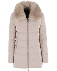 Moorer - Fur-Collar Quilted Coat - Lyst