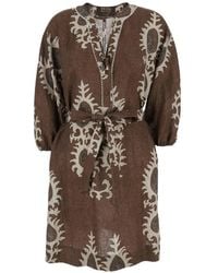 Bazar Deluxe - Printed Tie-Waist Mini Dress - Lyst