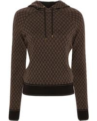 Balmain - Pull à capuche brun à monogrammes - Lyst
