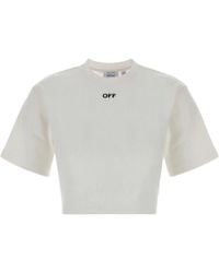 Off-White c/o Virgil Abloh - Logo-Print Cropped T-Shirt - Lyst