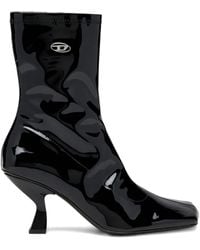DIESEL - 75Mm Amber Logo-Plaque Ankle Boots - Lyst