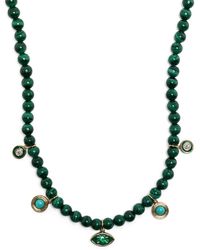 Sydney Evan - Perlenkette aus Malachit mit 14kt Gelbgolddetail und Diamanten - Lyst