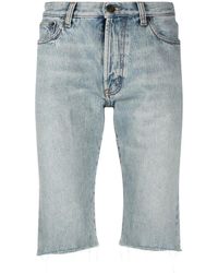 Saint Laurent - Raw-cut Edge Denim Shorts - Lyst