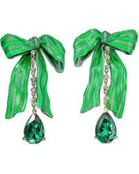 Anabela Chan - 18kt White Gold Vermeil Bardot Bow Emerald And Diamond Earrings - Lyst