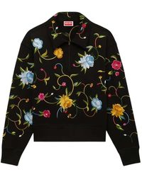 KENZO - Wildflower' Embroidered Half-Zip Sweatshirt - Lyst