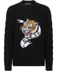 Philipp Plein - Tiger-Appliqué Wool Jumper - Lyst