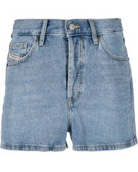 DIESEL - Short en jean à patch logo - Lyst