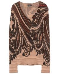 Etro - Paisley-Print V-Neck Sweater - Lyst