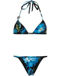 Dolce & Gabbana - Flower Print Triangle Bikini Set - Lyst