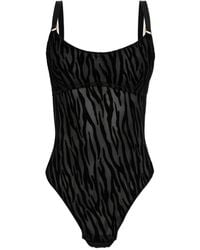 Heist - The Nieve Flocked Mesh Bodysuit - Lyst