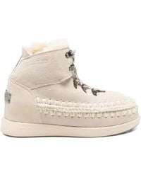 Mou - Lace-Up Crochet-Stitch Boots - Lyst